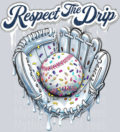 Funny Baseball Drip Ice Cream Dripping Respect The Drip DTF Baseball Transfers