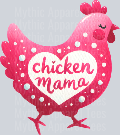 Chicken mama pink chicken with hearts DTF Chicken Transfers