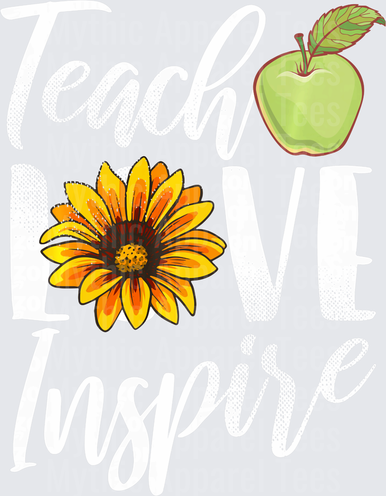 Teach Love Inspire Sunflower and Green Apple Teacher Design
