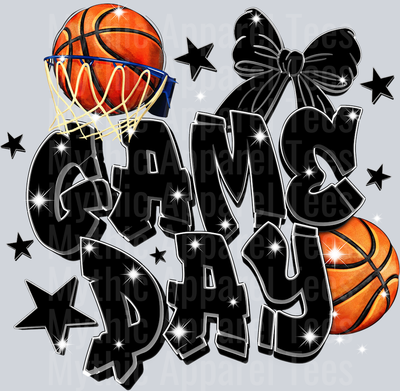 Game Day Basketball with Orange and black cute DTF Sports Transfers