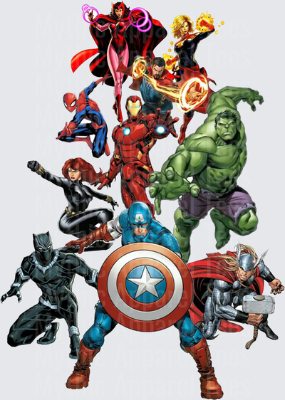 Marvel Super Heroes Avengers Squad Comic Art Group Lineup