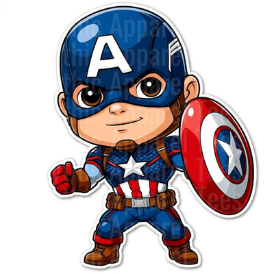 Marvel Super Heroes Chibi Captain America with Shield Ready to Fight
