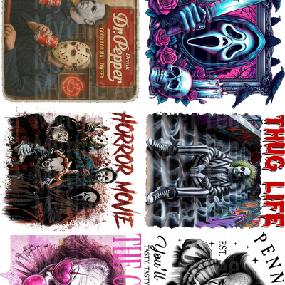 SCARY SPOOKY HALLOWEEN GANG SHEET 10 FULL SIZE IMAGES