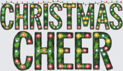 Christmas Cheer Festive Pine Garland Letters with Colorful Lights