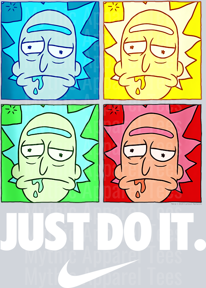 Rick and Morty 4 Boxes JUST DO IT DTF Nike Transfers