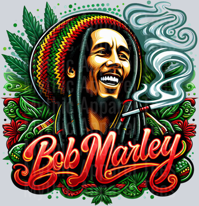 Bob Marley RASTA Hat floral colors weed plant DTF Weed Transfers