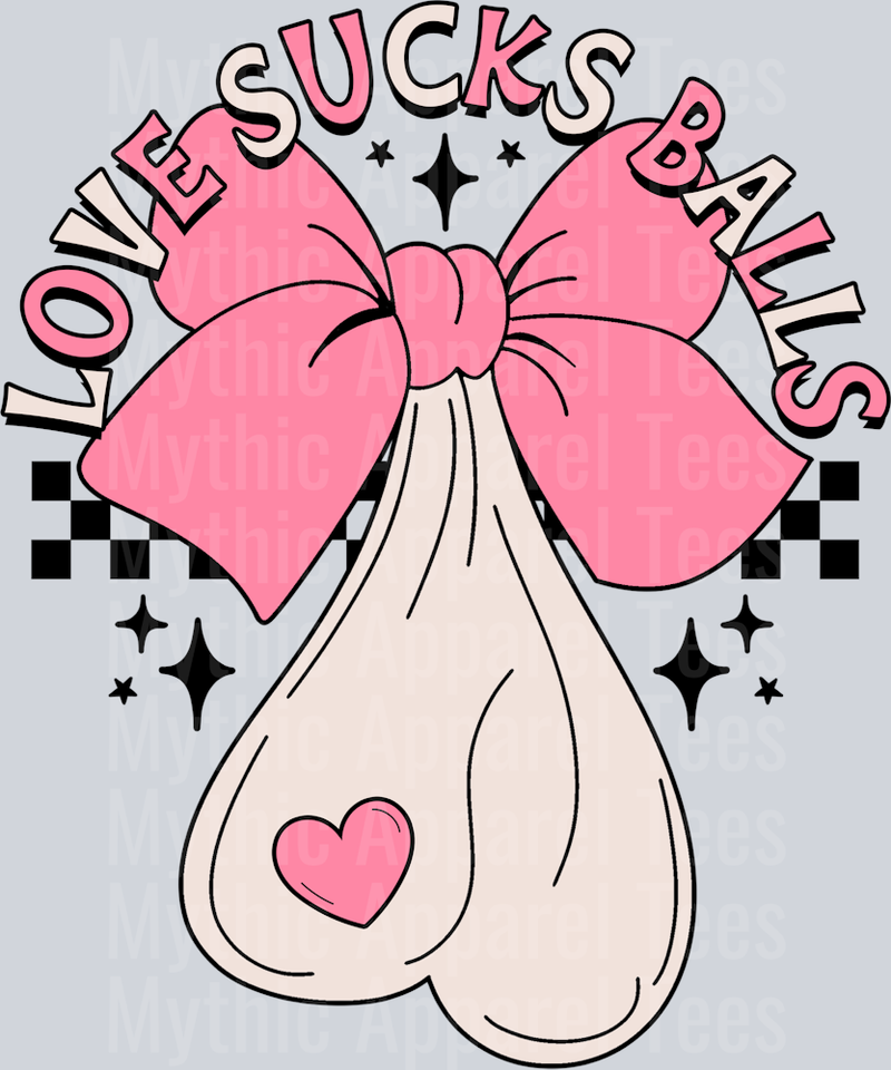Love Sucks Balls Wavy Retro Funny Designs Valentines Day Sequin