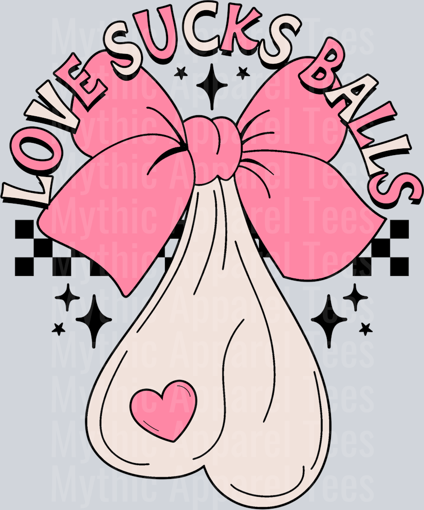 Love Sucks Balls Wavy Retro Funny Designs Valentines Day Sequin