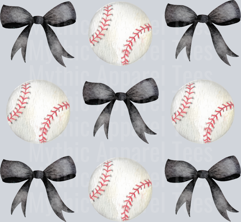 Coquette Baseball Black black ribbon DTF Baseball Transfers