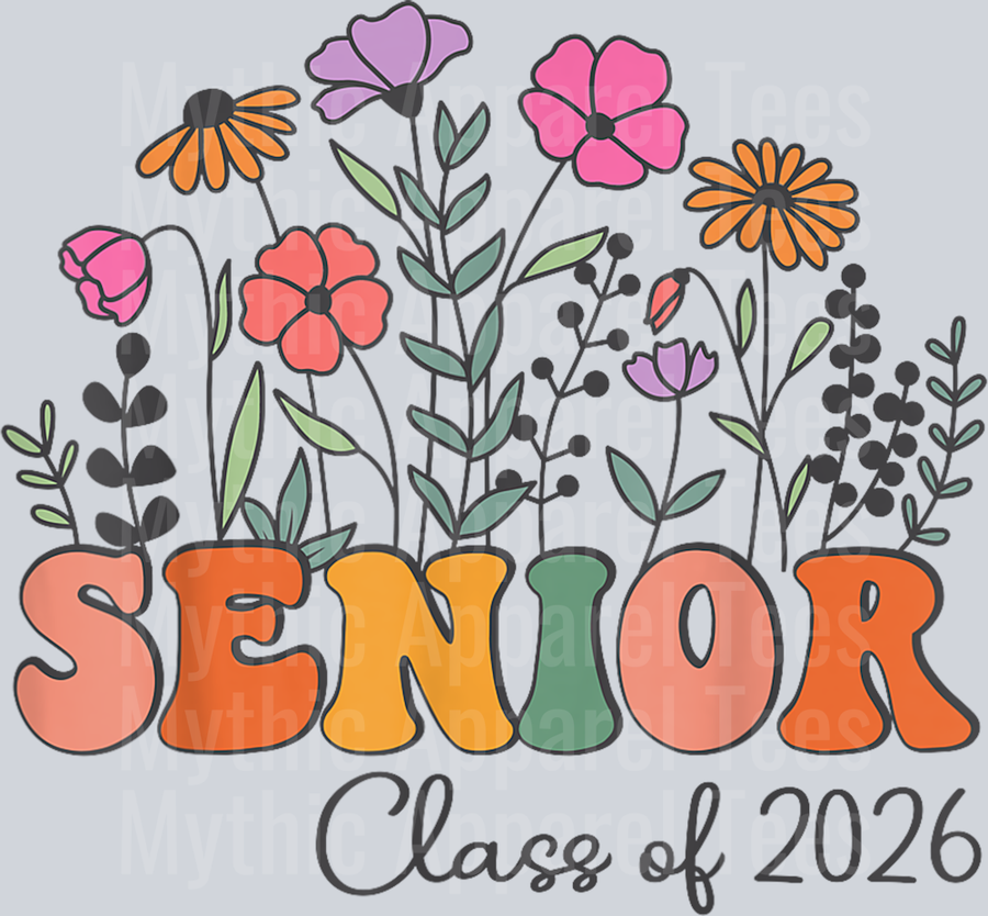 Class of 2026 Senior 2026 Graduation 2026 Girls Women Floral T-Shirt