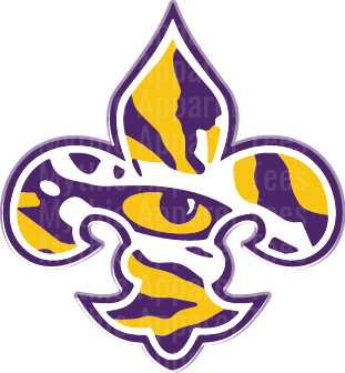Purple and Gold Tiger Eye Fleur de Lis Louisiana Tigers Spirit Design