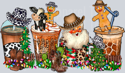 Western Christmas Coffee DTF Christmas Transfers