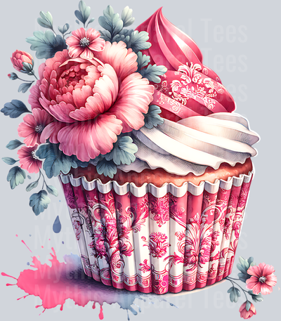PINK FLORAL CUPCAKE 2