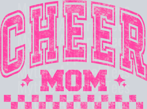Cheer Mom Pink Checkers Varsity Letters