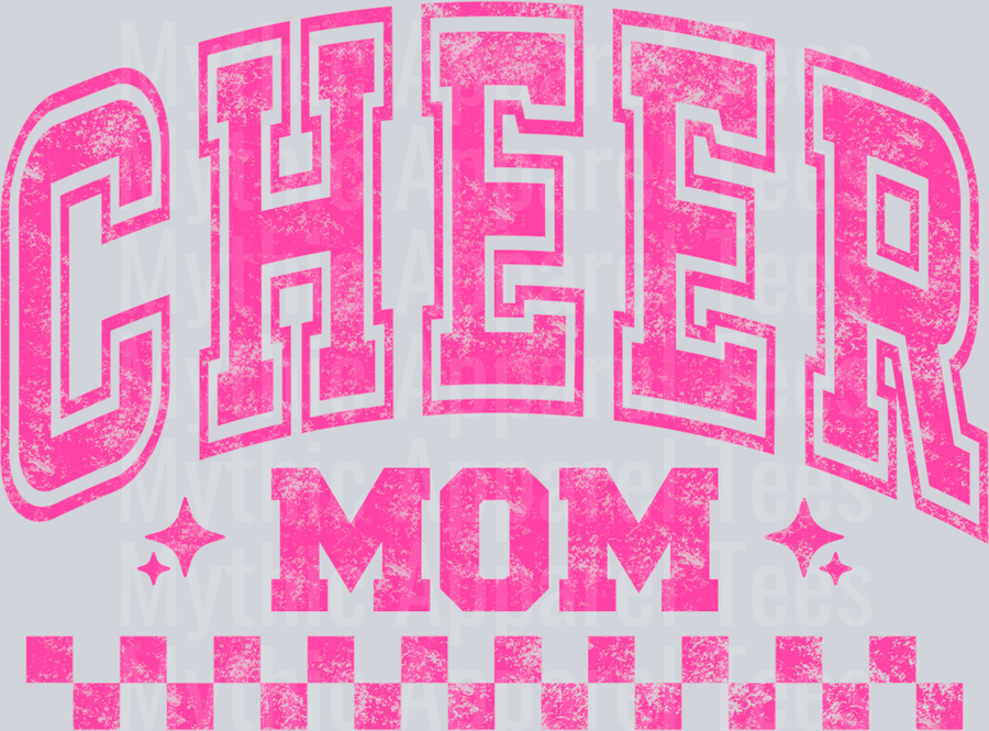 Cheer Mom Pink Checkers Varsity Letters