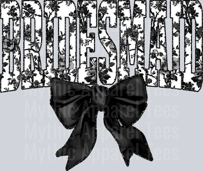 Black Bridesmaid College Font With Bow Floral Pattern Wedding