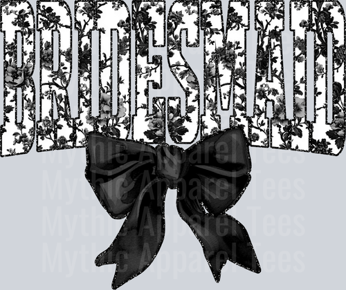 Black Bridesmaid College Font With Bow Floral Pattern Wedding
