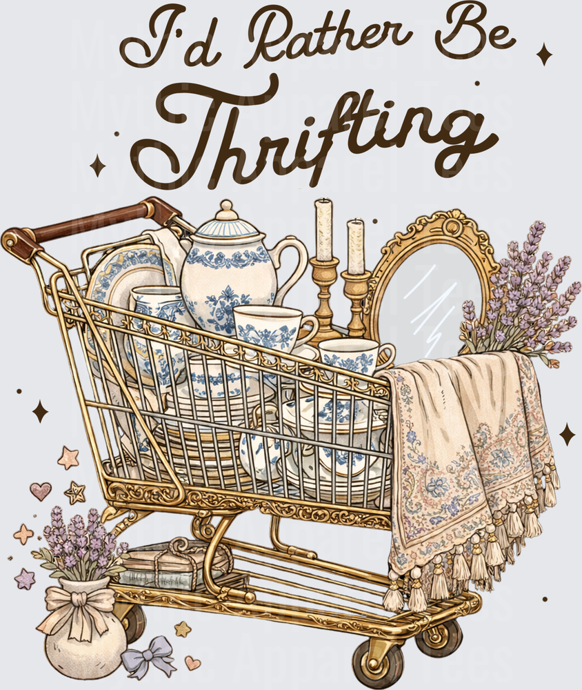 I'd Rather Be Thrifting Shopping Cart with Vintage Treasures