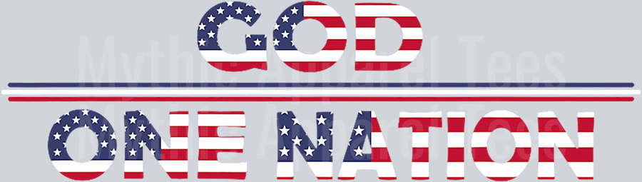 One Nation Under God Red White and Blue Flag Font DTF Patriotic Transfers