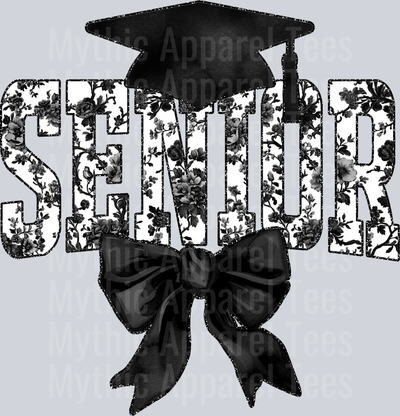 Black Senior Hat College Font Floral Senior Graduation Design