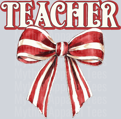 Teacher candy cane ribbon DTF Christmas Transfers