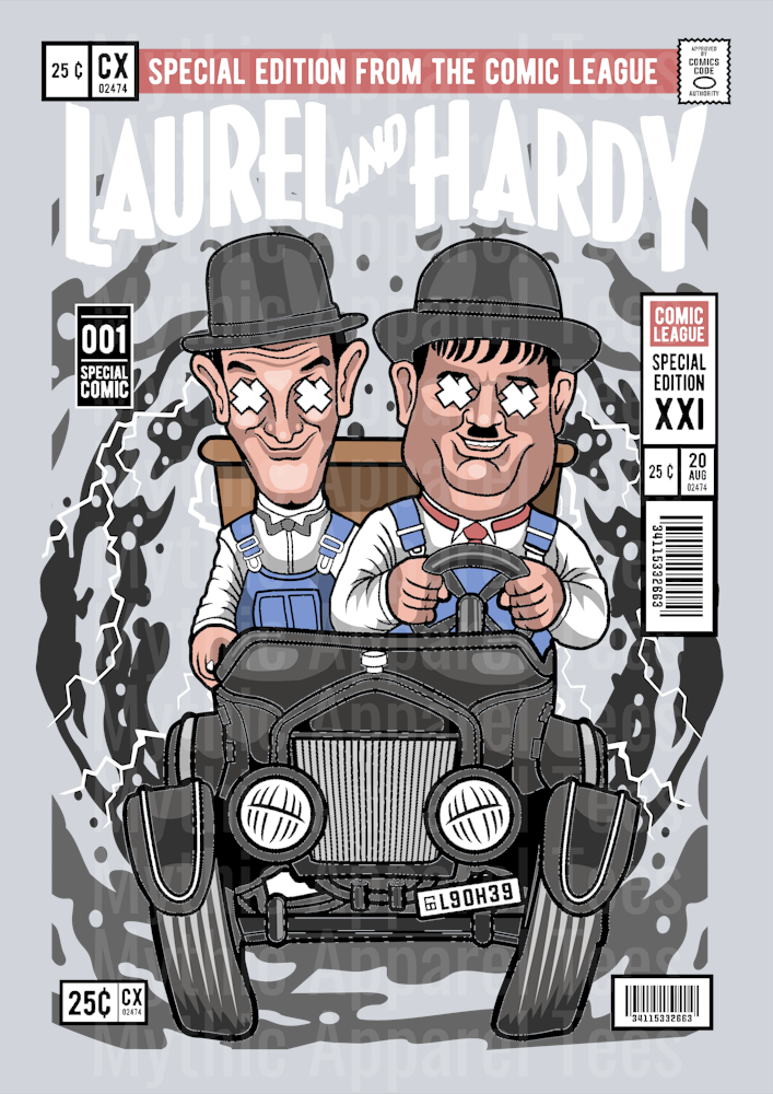 Laurel And Hardy Comic Book Cover STYLE DTF Pop Culture Transfers
