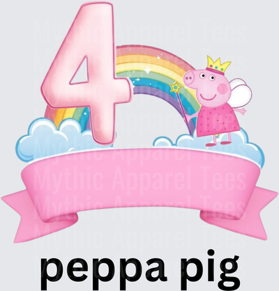 Peppa Pig Fairy Princess 4th Birthday Rainbow Banner