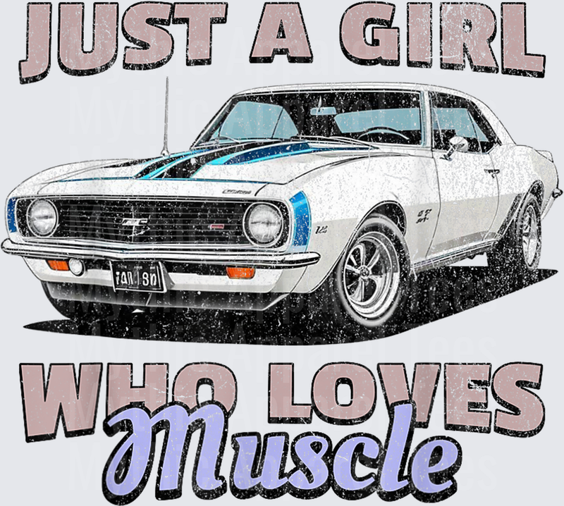 Just A Girl Who Loves Muscle Cars, Retro American Muscle Car T-Shirt
