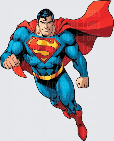 Superman Flying Fists Blue Red Cape Comic Book Style
