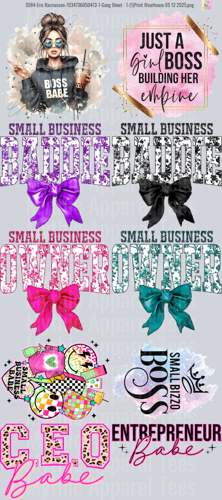 CEO BOSS BABE GANG SHEET 10 FULL SIZE IMAGES