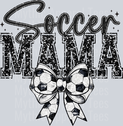 Soccer Mama Bow Glitter style DTF Soccer Transfers