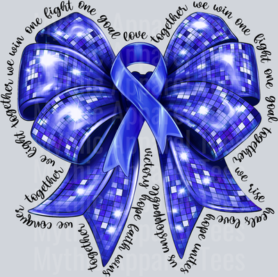 Disco Ball Style Bow with Blue Ribbon Autism Awareness