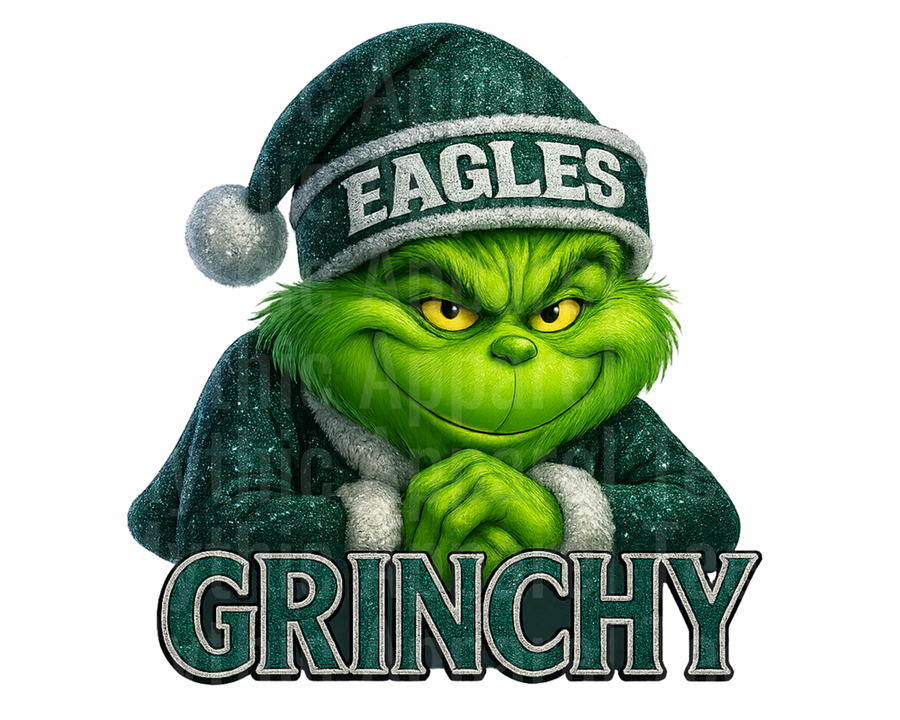 NFL Football Philadelphia Eagles Grinchy Christmas Santa Hat Smirking Grinch Holiday Design