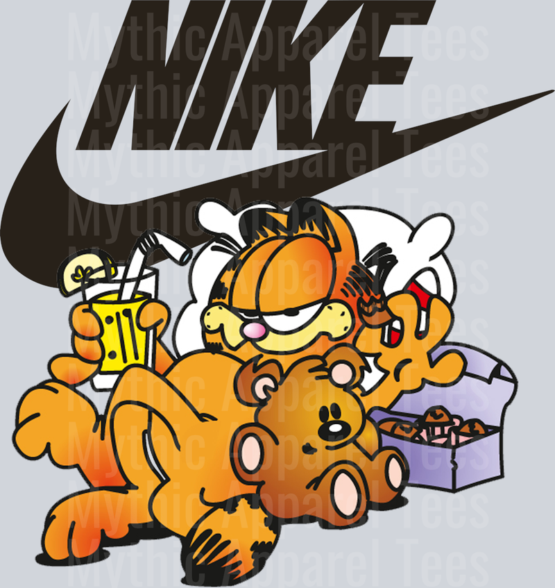 Garfield Black Swoosh JUST DO IT DTF Nike Transfers