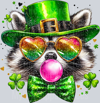 Raccoon Distressed Pink Bubble St Patrick's Day