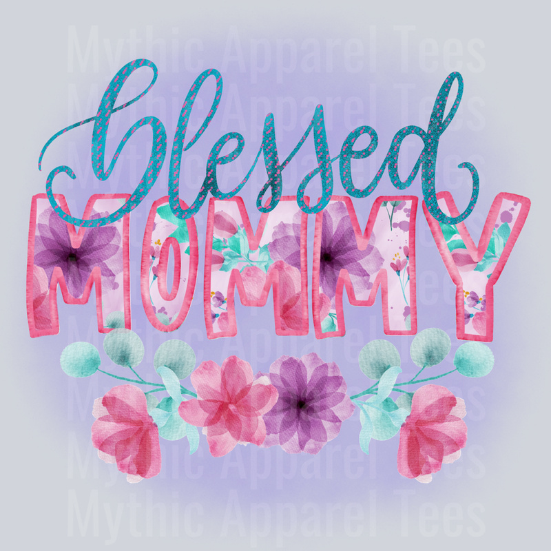 blessed mommy Purple and pink blue DTF MOM Transfers