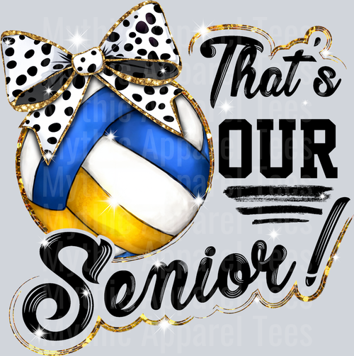 That's our senior! Volleyball with bow glitter cute DTF Sports Transfers
