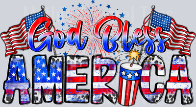 God Bless America 2 4th of july DTF Patriotic Transfers