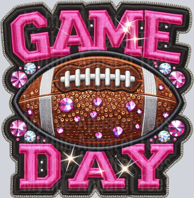Football Game Day Faux Patch Ping Text School Spirit & Sports
