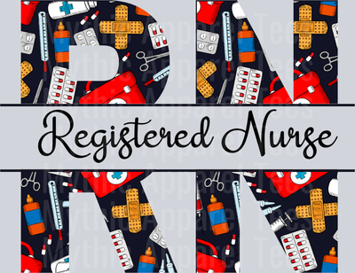 Registered Nurse RN Red White Black Colors DTF Nurse Transfers