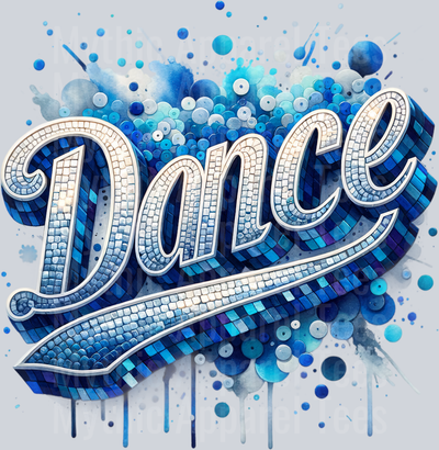 0020 Dance Sequin Lt Blue DTF Dance Swoosh Transfers