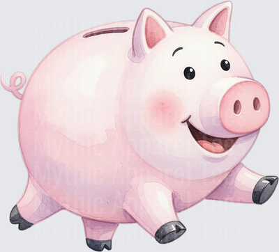 Toy Story 5 Hamm Smiling Pink Piggy Bank Watercolor Art