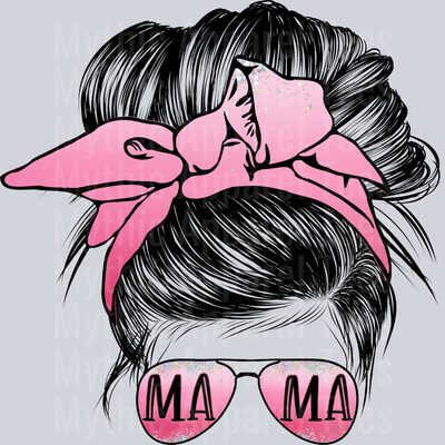 Mama Sassy Bow with Glitter Glasses DTF Mom Transfers