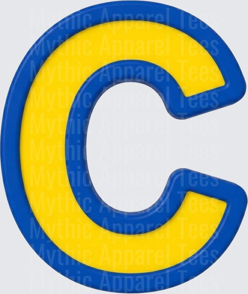 Toy Story Alphabet Letter C Yellow Blue Varsity Style