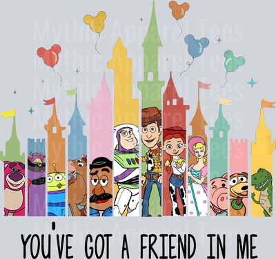 Toy Story You've got a friend in me castle with hearts DTF Disney Transfers