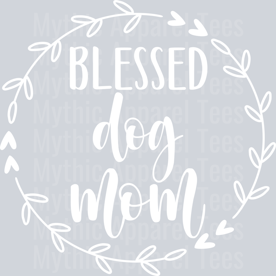 Blessed dog mom wreath white DTF Dog Transfers