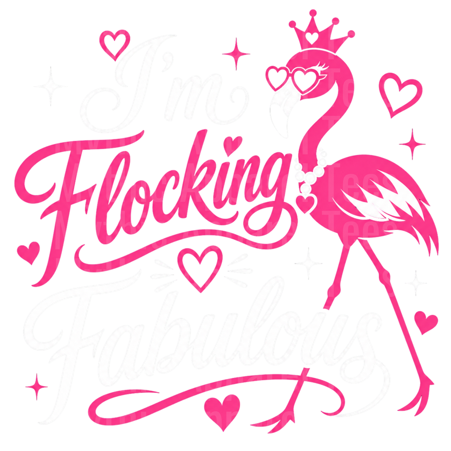 Flamingos Flocking Fabulous Queen Crown Heart Sunglasses Pink