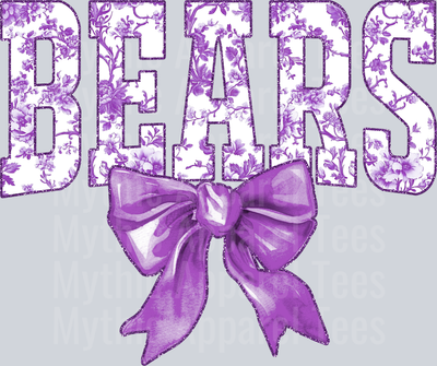 Lavender Bears College Font Floral Pattern School Spirit & Sports