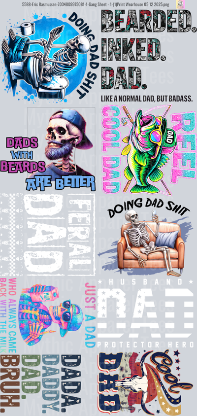 DAD GANG SHEET 10 FULL SIZE IMAGES