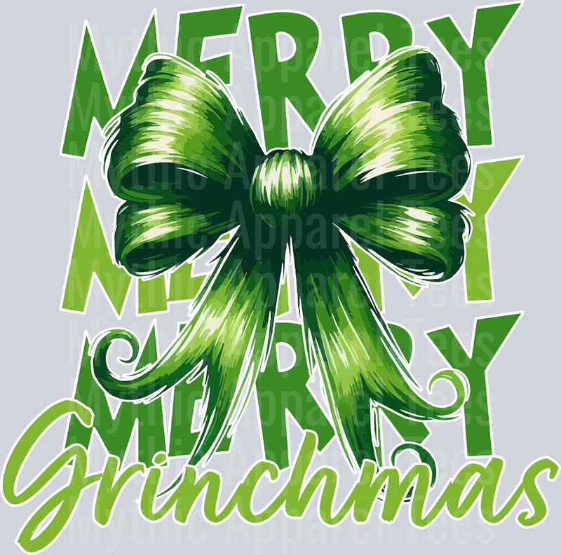 Merry Grinchmas with green grinch bow DTF Christmas Highland Cows Transfers